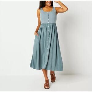 Frye And Co . Sleeveless Midi Maxi Dress - DESERT BLUE Xsmall Made In The USA